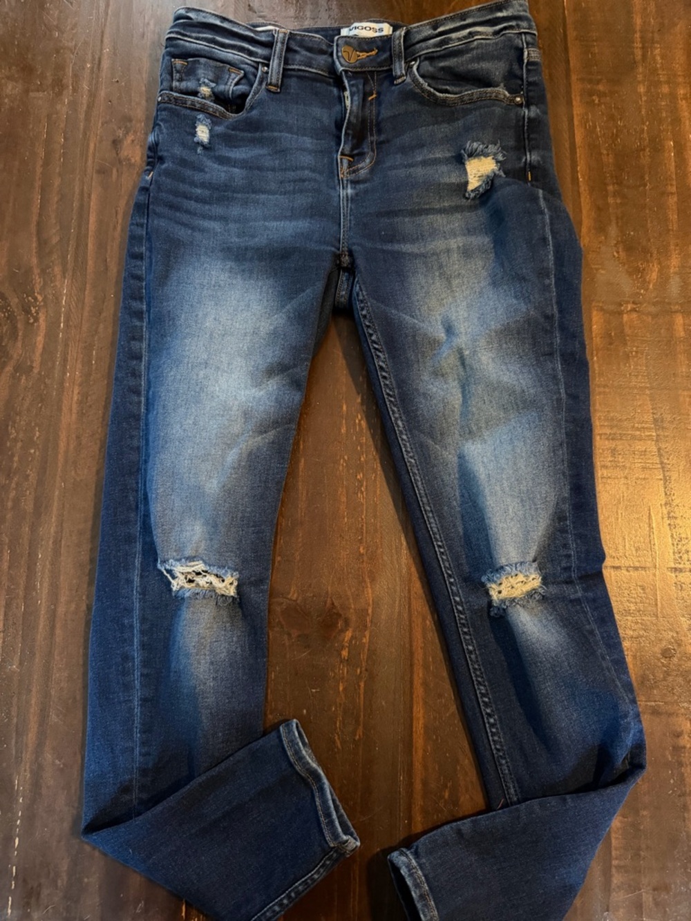 Vigoss Thompson TomboyX Dark Blue Distressed Skinny Jeans Size 8